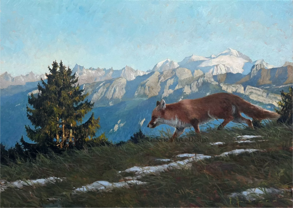Image Renard devant Le Mont Blanc