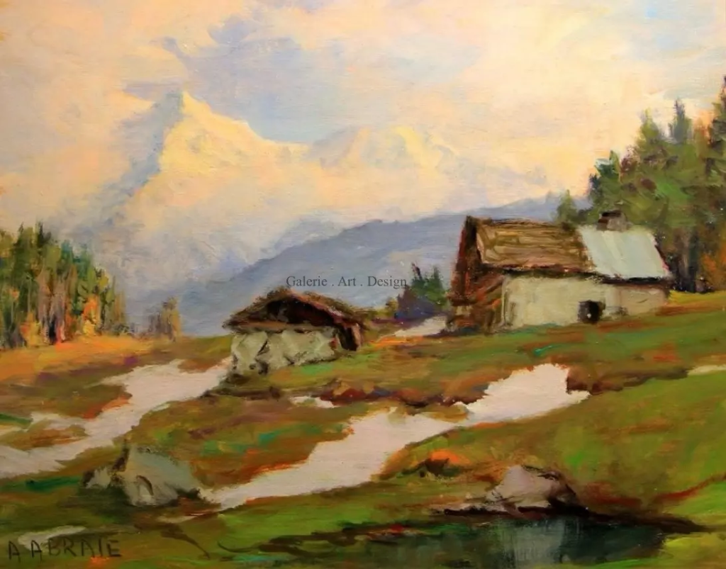 Image Vieilles fermes devant Les Dômes de Miage et Bionnassay