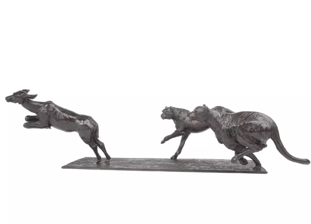 Image La leçon de chasse, deux guépards chassant un impala