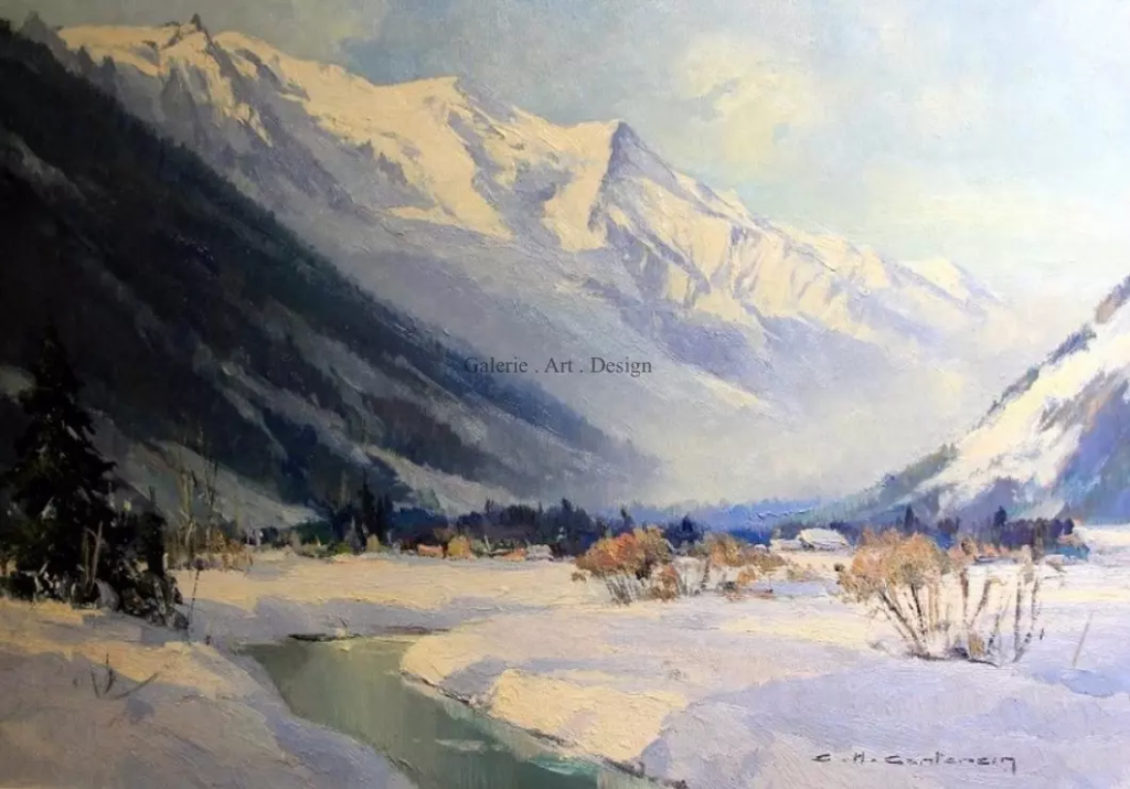 Image La vallée de Chamonix en hiver et Le Mont Blanc